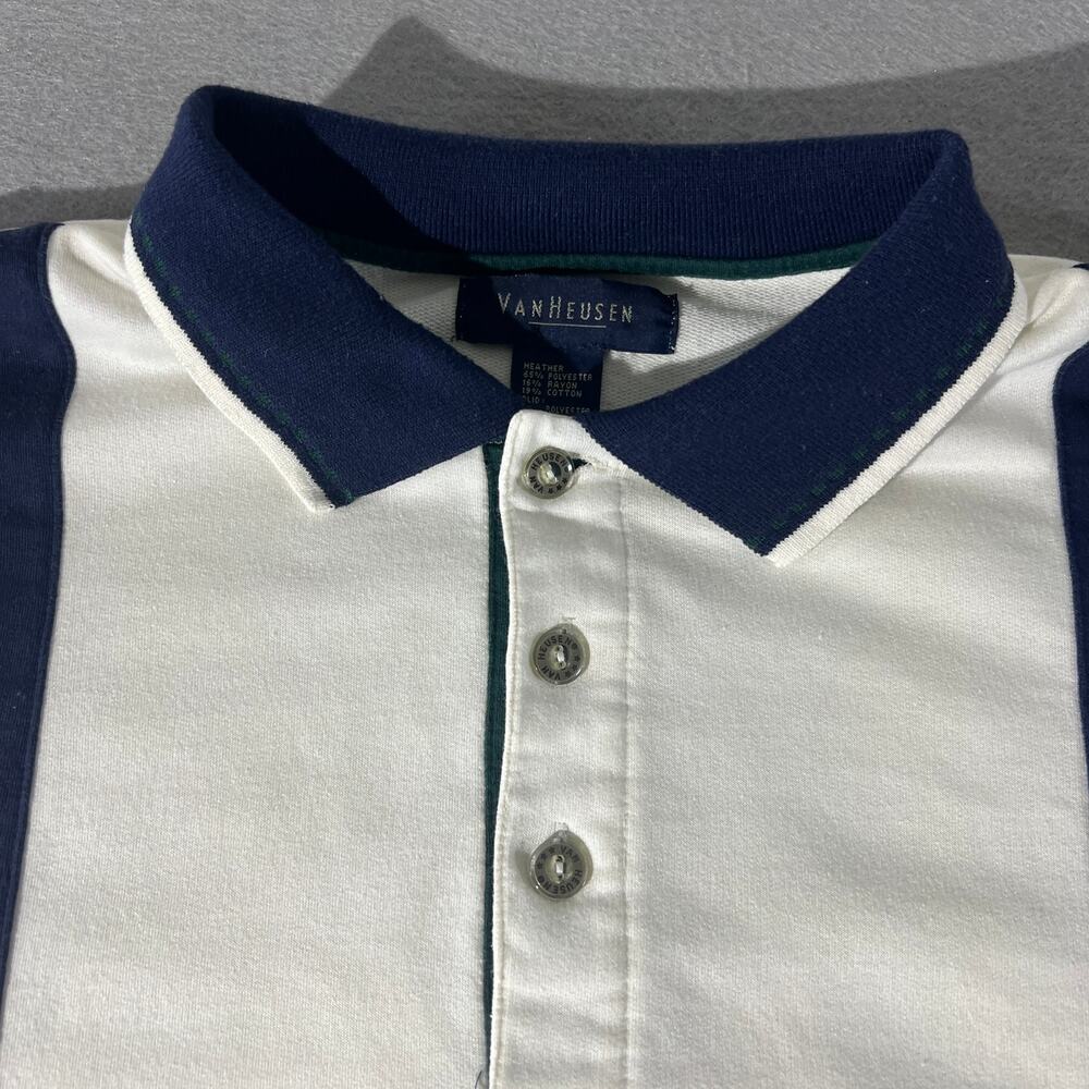 Vintage Van Heusen Colorblock Rugby Polo Sweatshirt L - Picture 3 of 14